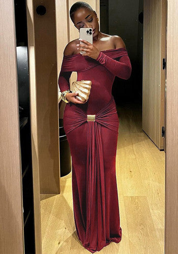 Show Stopper Off Shoulder Long Sleeve Bodycon Dress