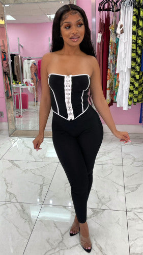 Low Back Top And Pants Two-Piece Set